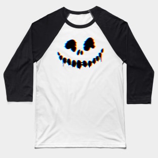 Creepy Glitch Skull Baseball T-Shirt